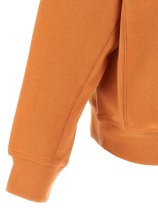 Orange Carhartt Wip cotton sweatshirt with ribbed cuffs and a relaxed fit, displayed on a hanger.