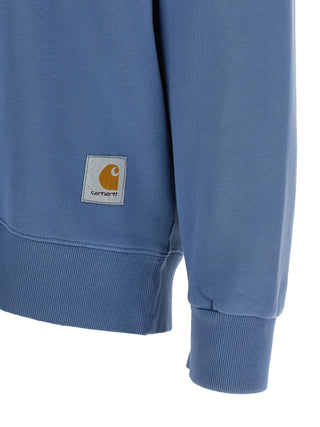 Blue cotton sweatshirt by Carhartt Wip with a relaxed fit, featuring a crew neckline and ribbed cuffs.
