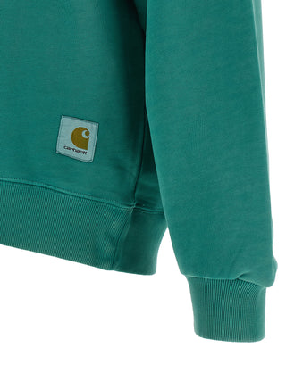 Carhartt Wip bicolor cotton sweatshirt with ribbed cuffs and hem, featuring a casual design and logo patch on the front.