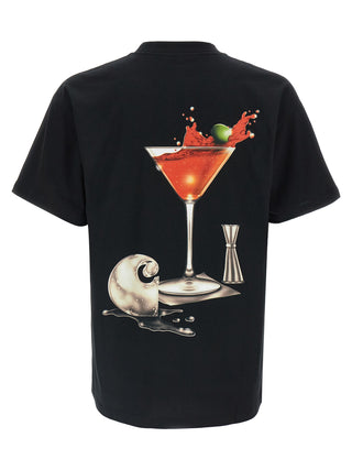 Black organic cotton T-shirt by Carhartt Wip, displayed flat, showing the soft fabric and classic crew neckline.