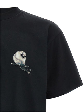 Black organic cotton T-shirt by Carhartt Wip featuring a classic fit and soft fabric, shown on a plain background.