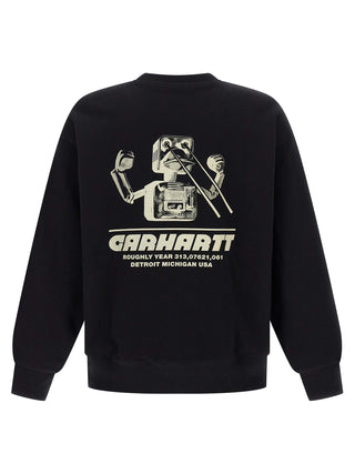 Black cotton sweatshirt by Carhartt Wip featuring a relaxed fit, ribbed cuffs, and a crew neckline.