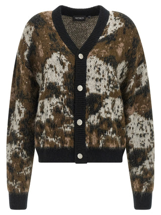 Multicolor acetate cardigan by Carhartt Wip featuring a relaxed fit and vibrant colorblock design.