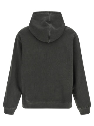 Black Carhartt Wip cotton sweatshirt with ribbed cuffs and collar, displayed on a neutral background.