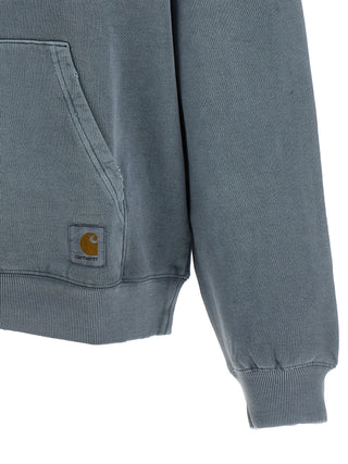 Blue Carhartt Wip cotton sweatshirt with ribbed cuffs and crew neckline, shown on a plain background.