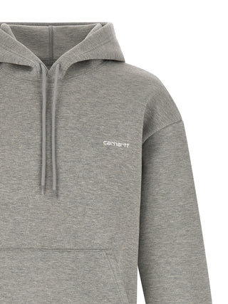 Gray Carhartt Wip cotton sweatshirt with a relaxed fit, featuring a crew neckline and ribbed cuffs, displayed on a hanger.