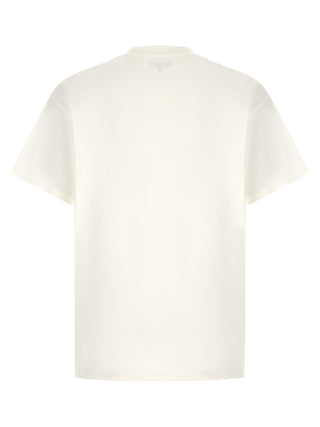 White organic cotton T-shirt by Carhartt Wip, featuring a clean design and soft fabric, displayed flat on a white background.