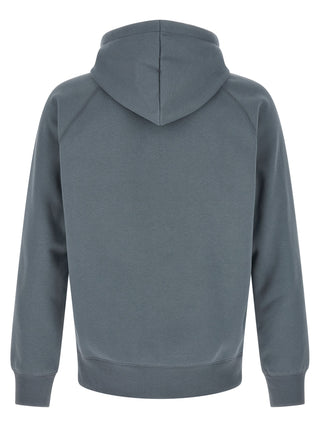 Blue Carhartt Wip cotton sweatshirt with ribbed cuffs and hem, featuring a relaxed fit and classic branding on the chest.