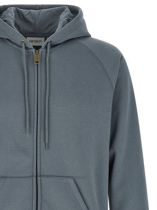 Blue cotton sweatshirt from Carhartt Wip with a classic crewneck and relaxed fit, displayed on a plain background.