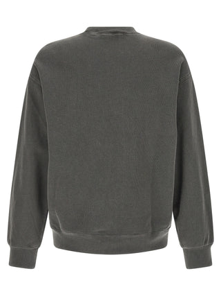 Black cotton sweatshirt by Carhartt Wip with a relaxed fit and ribbed cuffs, displayed on a plain background.