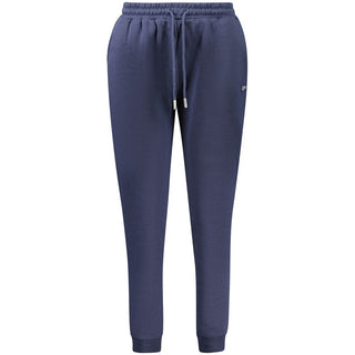 Blue cotton women's jogger pants by Norway 1963, featuring a relaxed fit and elastic waistband, shown on a model.