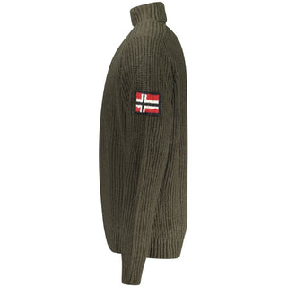 Green wool turtleneck sweater for men by Norway 1963, featuring a cozy knit design and classic fit.