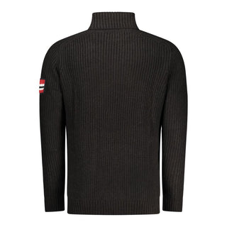 Black acrylic men's sweater by Norway 1963, featuring a classic knit design and crew neck style.