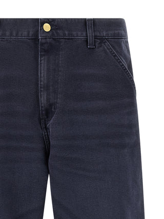 Blue organic cotton casual pants by Carhartt Wip, featuring a relaxed fit and classic style for everyday wear.