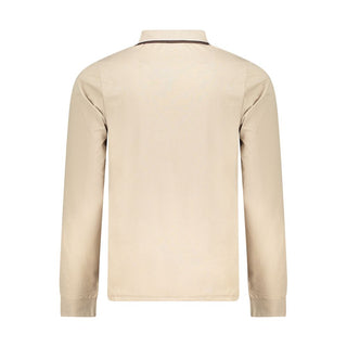 Beige cotton men's polo shirt by Norway 1963 featuring a classic collar and short sleeves, casual and comfortable fit.