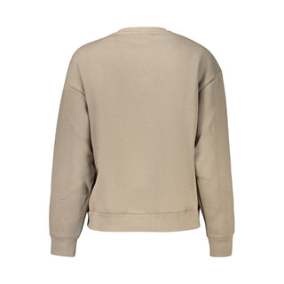Beige cotton women's sweatshirt by Norway 1963 featuring a relaxed fit and ribbed cuffs, casual and comfortable for everyday wear.
