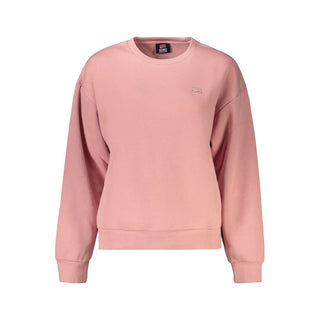 Pink cotton women's sweatshirt by Norway 1963, featuring a relaxed fit and soft fabric, perfect for casual wear.