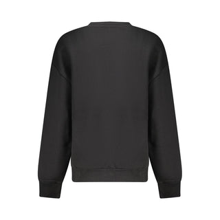 Black cotton women's sweatshirt from Norway 1963, featuring a comfortable fit and casual style, shown on a model.