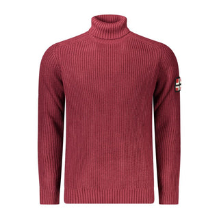Norway 1963 Rosso Acrylic Men's Sweater in deep red, featuring a classic crew neck and knit texture.