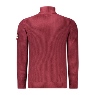 Norway 1963 Rosso Acrylic Men's Sweater in red, featuring a classic crew neck and knit texture, displayed on a mannequin.