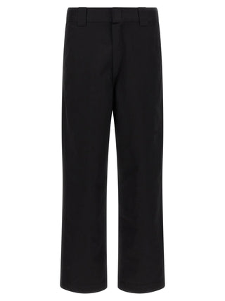 Carhartt Wip black polyester casual pants with a relaxed fit and functional design, shown on a plain background.