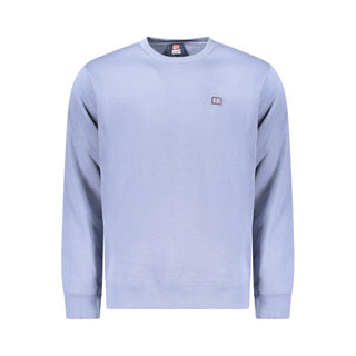Blue cotton men's sweater by Norway 1963 featuring a classic fit and ribbed cuffs, perfect for casual wear.