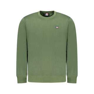 Green cotton men's sweatshirt by Norway 1963, featuring a comfortable fit and casual style, shown in a front view.
