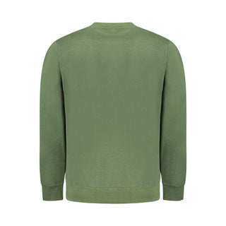 Green cotton sweatshirt for men by Norway 1963, featuring a comfortable fit and casual style.