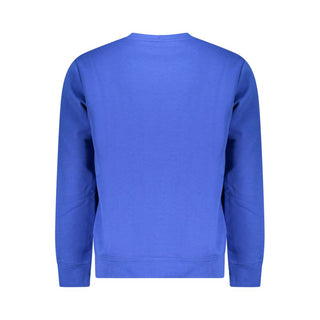Blue cotton men's sweater by Norway 1963, featuring a classic fit and ribbed cuffs, displayed on a neutral background.
