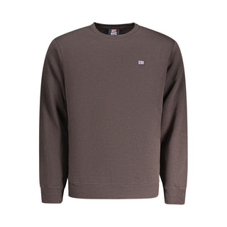 Brown cotton men's sweatshirt by Norway 1963, featuring a comfortable fit and casual style, displayed on a hanger.