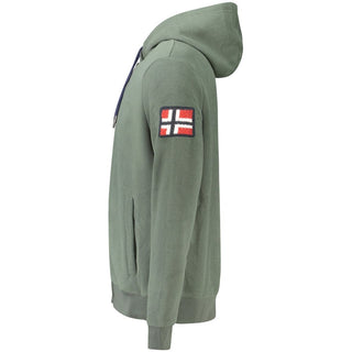 Green polyester men's hoodie sweatshirt from Norway 1963 with a comfortable hood and casual fit.