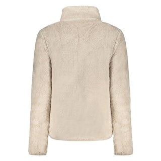 Beige polyester women's sweater by Norway 1963, showcasing a cozy, casual knit with long sleeves and a soft texture.