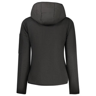 Black polyester women's jacket by Norway 1963, shown with front view and zipper closure, stylish and lightweight for casual wear.