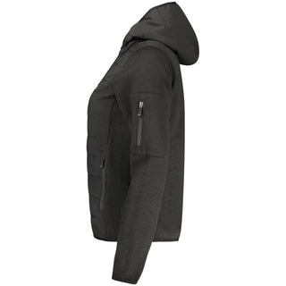 Black polyester women's jacket by Norway 1963, showing front view with zip closure and stand collar.