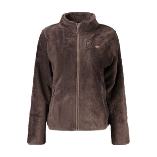 Brown polyester women's sweatshirt by Norway 1963, featuring a casual fit and long sleeves, displayed on a plain background.
