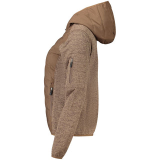 Brown polyester women's jacket with hood by Norway 1963, featuring a casual fit and functional design.