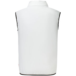 Gray polyester men's vest by Norway 1963, front view showing tailored fit and smooth fabric texture.