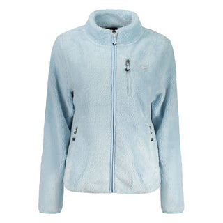 Azzurro polyester women's sweatshirt by Norway 1963 with a relaxed fit and long sleeves, displayed on a hanger.