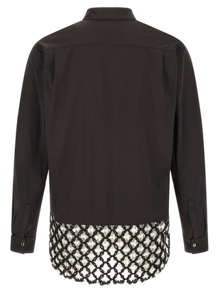 Comme Des Garçons bicolor polyester blouse with contrasting color panels and long sleeves