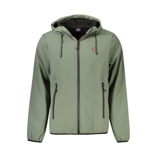 Green Norway 1963 men's polyester jacket with front zipper and long sleeves