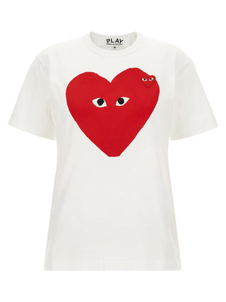 White cotton T-shirt by Comme Des Garçons Play with signature heart logo on chest