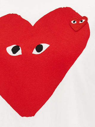 Comme Des Garçons Play white cotton T-shirt with classic crew neck and short sleeves