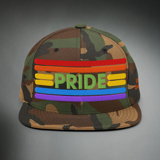 Dark Yarn Pride Camo Special Edition snapback headwear with camouflage pattern and adjustable brim.