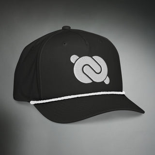 Dark Yarn AeroRope™ Stay-Dri Snapback headwear with adjustable strap and embroidered logo, featuring a stylish, breathable design.