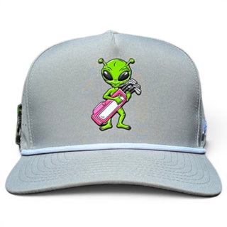Alien Caddy Golf Hat | Snapback Cap | Built-in Magnetic Ball Marker Holder + Marker Included | Adjustable Gray Alien