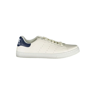 White polyurethane men's sneaker from Norway 1963 featuring a sleek design and comfortable casual style.
