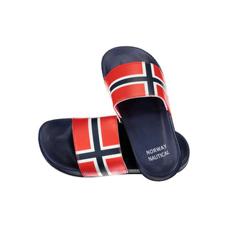 Blue plastic men's slipper by Norway 1963 with a slip-on design and cushioned sole, ideal for indoor comfort.