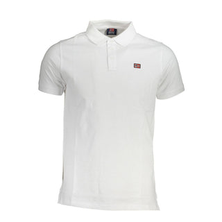 White Norway 1963 cotton men's polo shirt with a classic collar and short sleeves, displayed on a plain background.