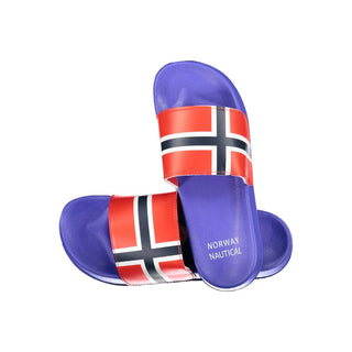 Blue plastic men's slippers by Norway 1963 with comfortable slip-on design and casual style.