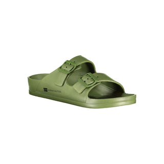 Men's green plastic slippers by Norway 1963, featuring a simple slip-on design and comfortable fit.